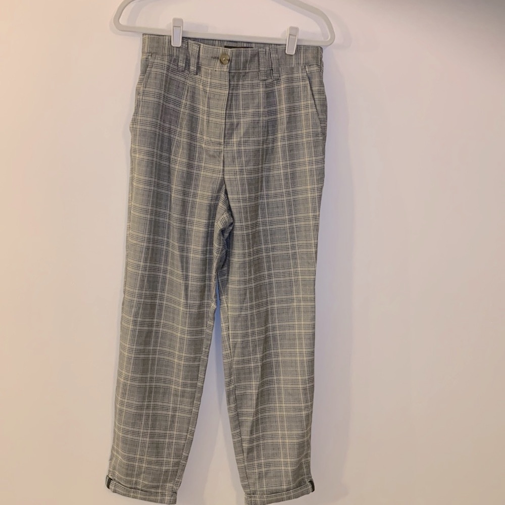 Women’s plaid dress pants with elastic waistband